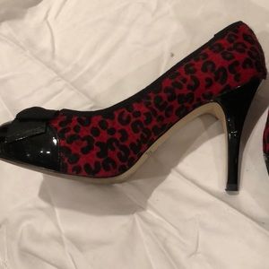 WHBM Red Leopard Calf hair Stilettos 8M